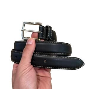Vintage? Trafalgar Black Vegetable Tanned Italian Saddle Leather Belt 36 Men's